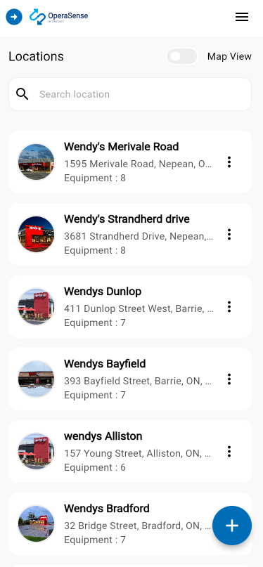OperaSense multi-location list