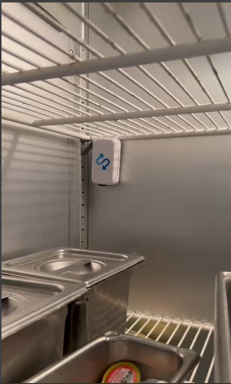 Sensor mounted inside a reach-in refrigerator