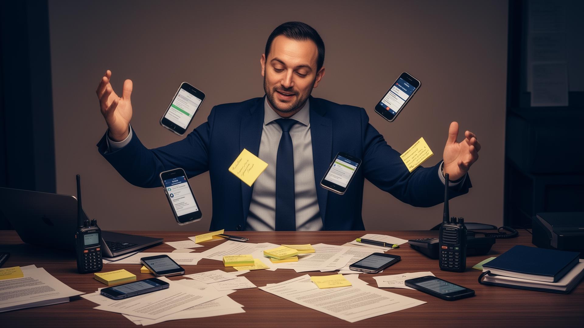 Operations manager managing fragmented coordination across phones, radios and paper notes