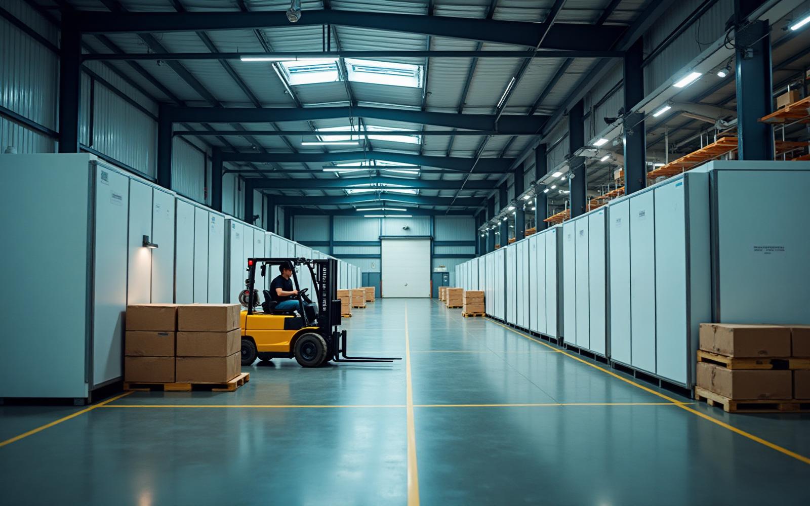 Food processing plant supervisor overseeing production lines and cold storage
