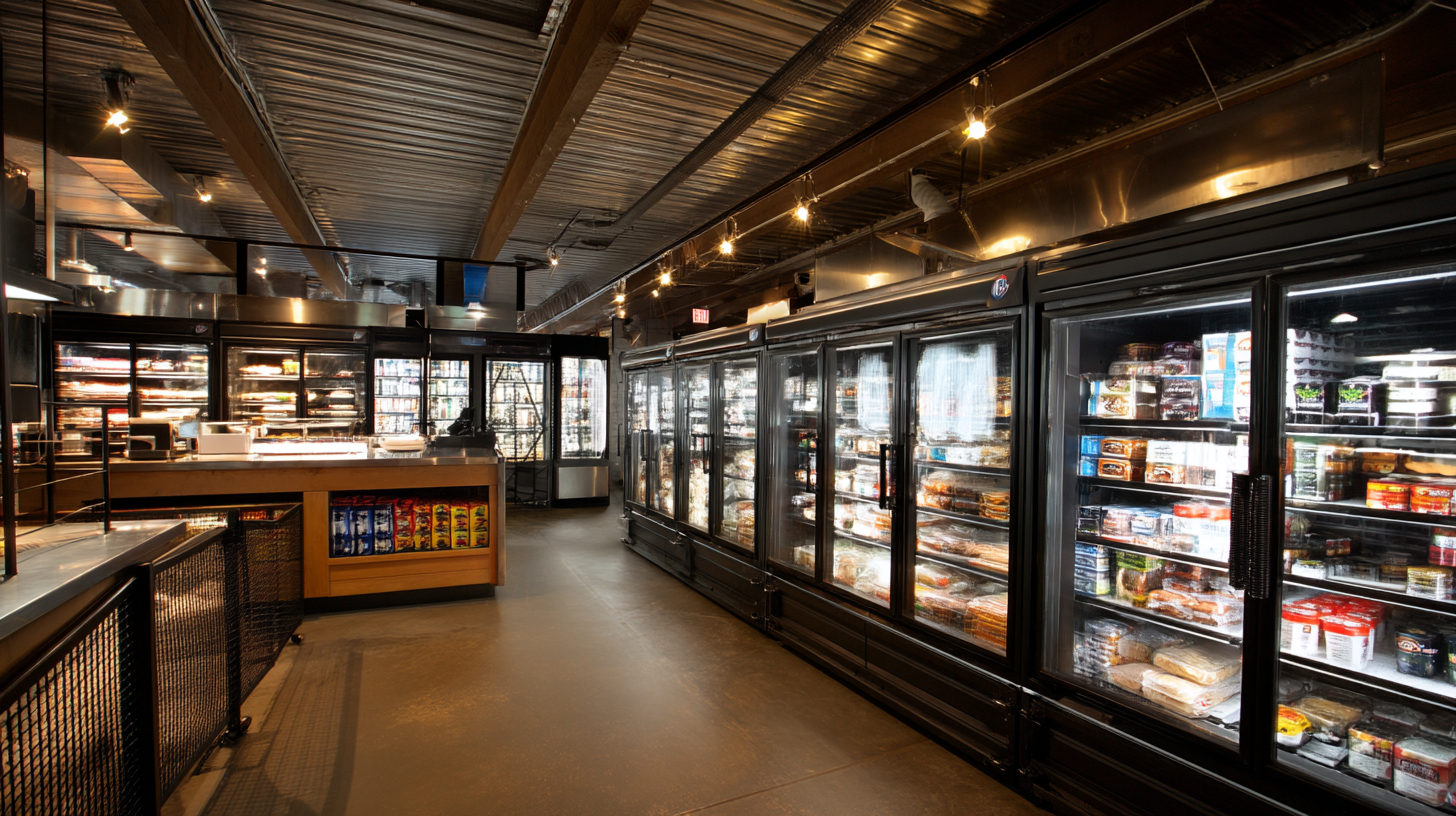 Refrigeration aisle with shelves of inventory